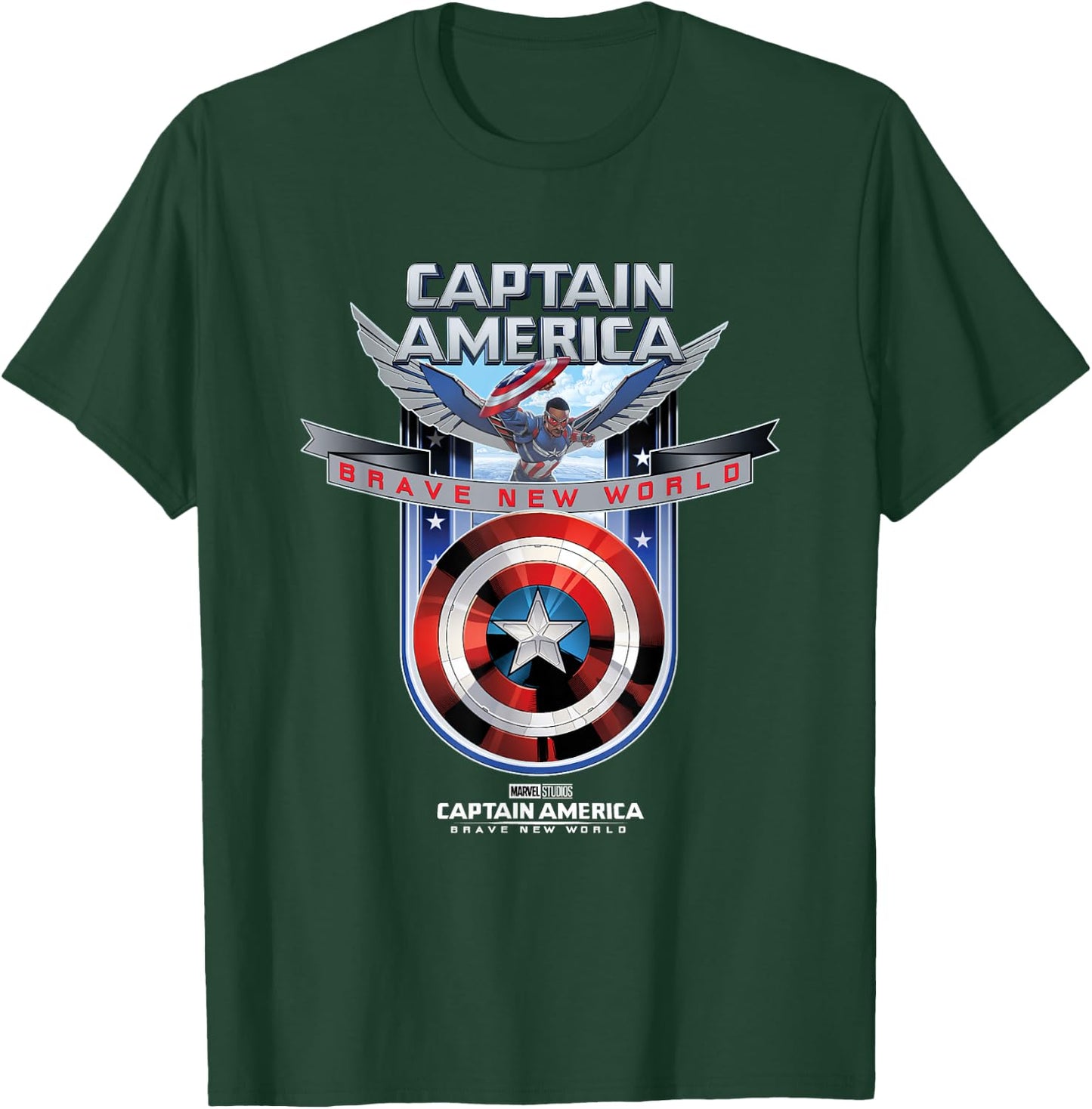 Marvel Captain America: Brave New World Shield Logo T-Shirt - T-Shirt | Forest