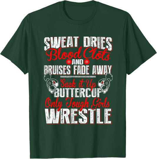 Girl's Wrestling Shirt - Only Tough Girls Wrestle T-Shirt - T-Shirt | Forest