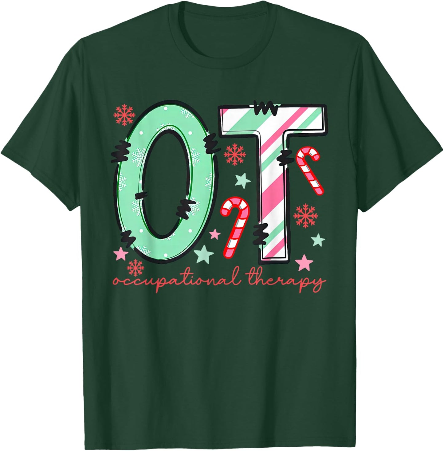 Retro Occupational Therapy OT Therapist Christmas Holiday T-Shirt - T-Shirt | Forest