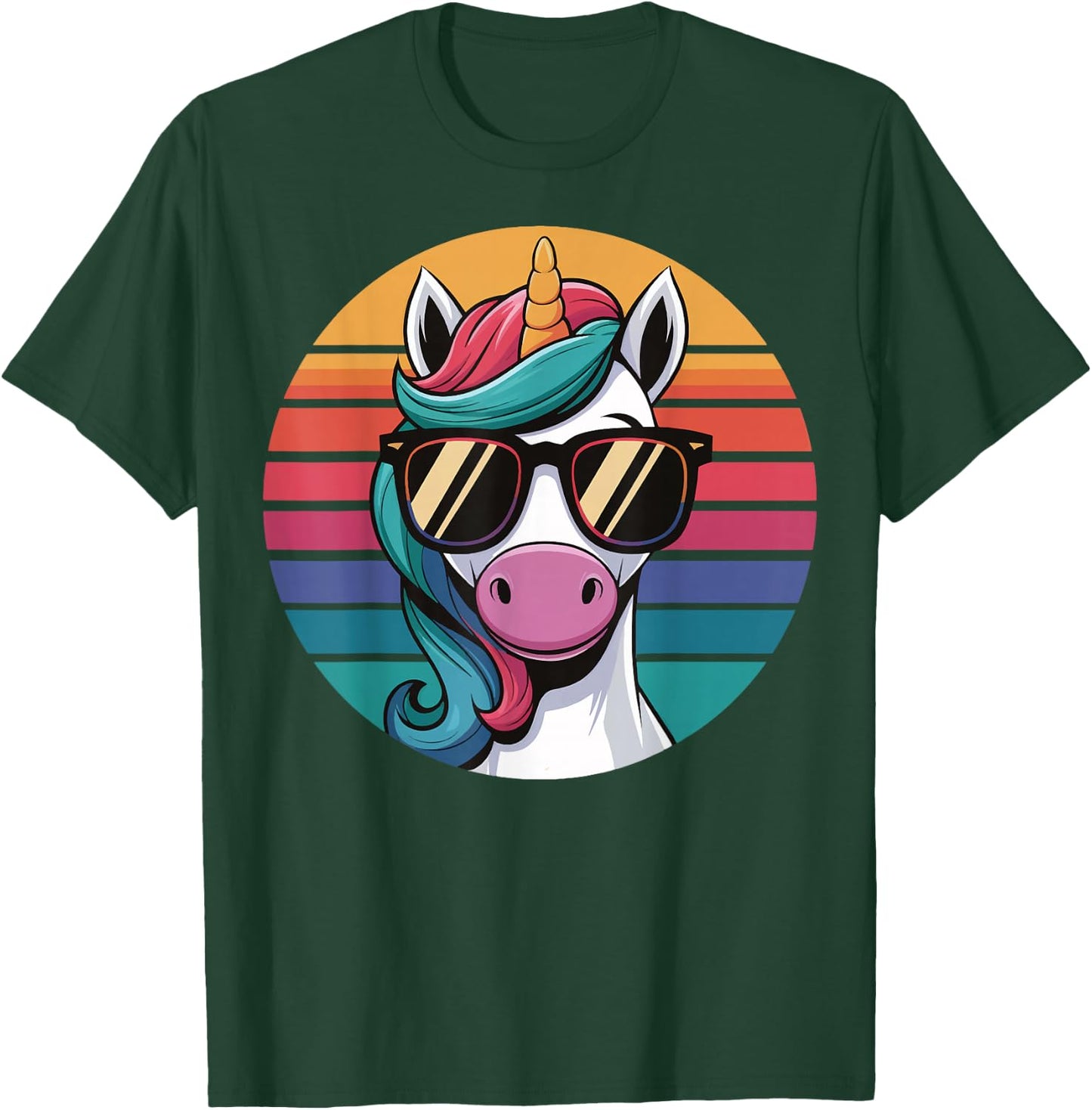 Unicorn Sunglasses Retro T-Shirt - T-Shirt | Forest