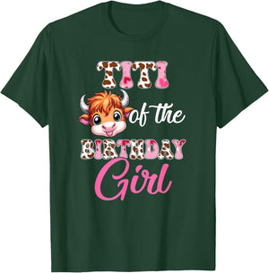 Titi Of The Birthday Girl Highland Cow Farm 1St Birthday T-Shirt - T-Shirt | Forest