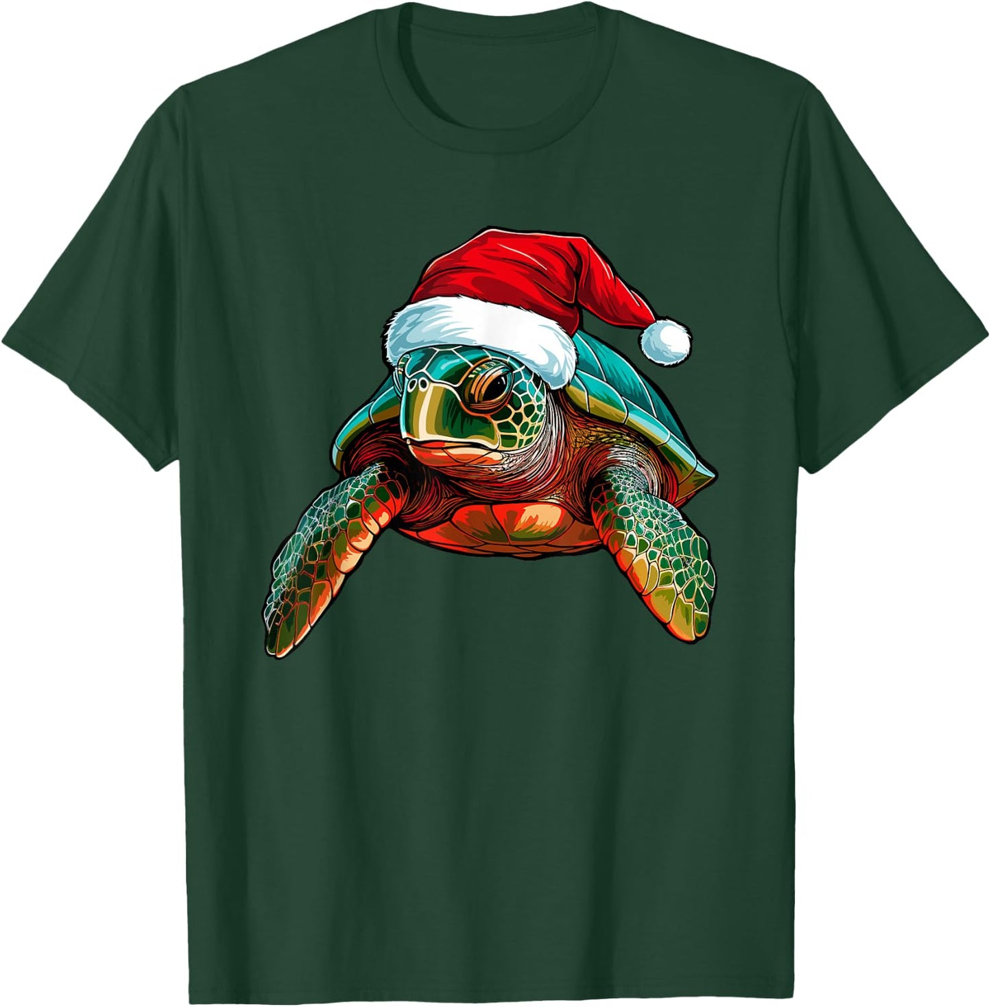 Cute Sea Turtle Christmas Santa Hat Xmas Pajama T-Shirt - T-Shirt | Forest