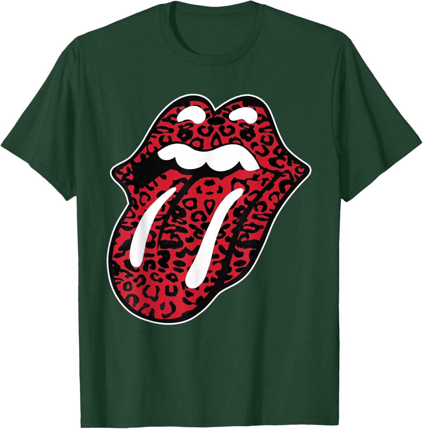 Offizielle The Rolling Stones Leopardenzunge , Schwarz, Erwachsene, -Kinder, Kurzarm, , S, EU 38/40 T-Shirt - T-Shirt | Forest