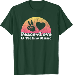Peace Love and Techno Music , black, s T-Shirt - T-Shirt | Forest