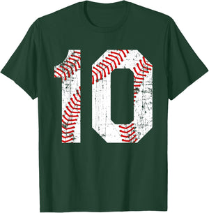 Vintage Baseball 10 Jersey Number T-Shirt - T-Shirt | Forest