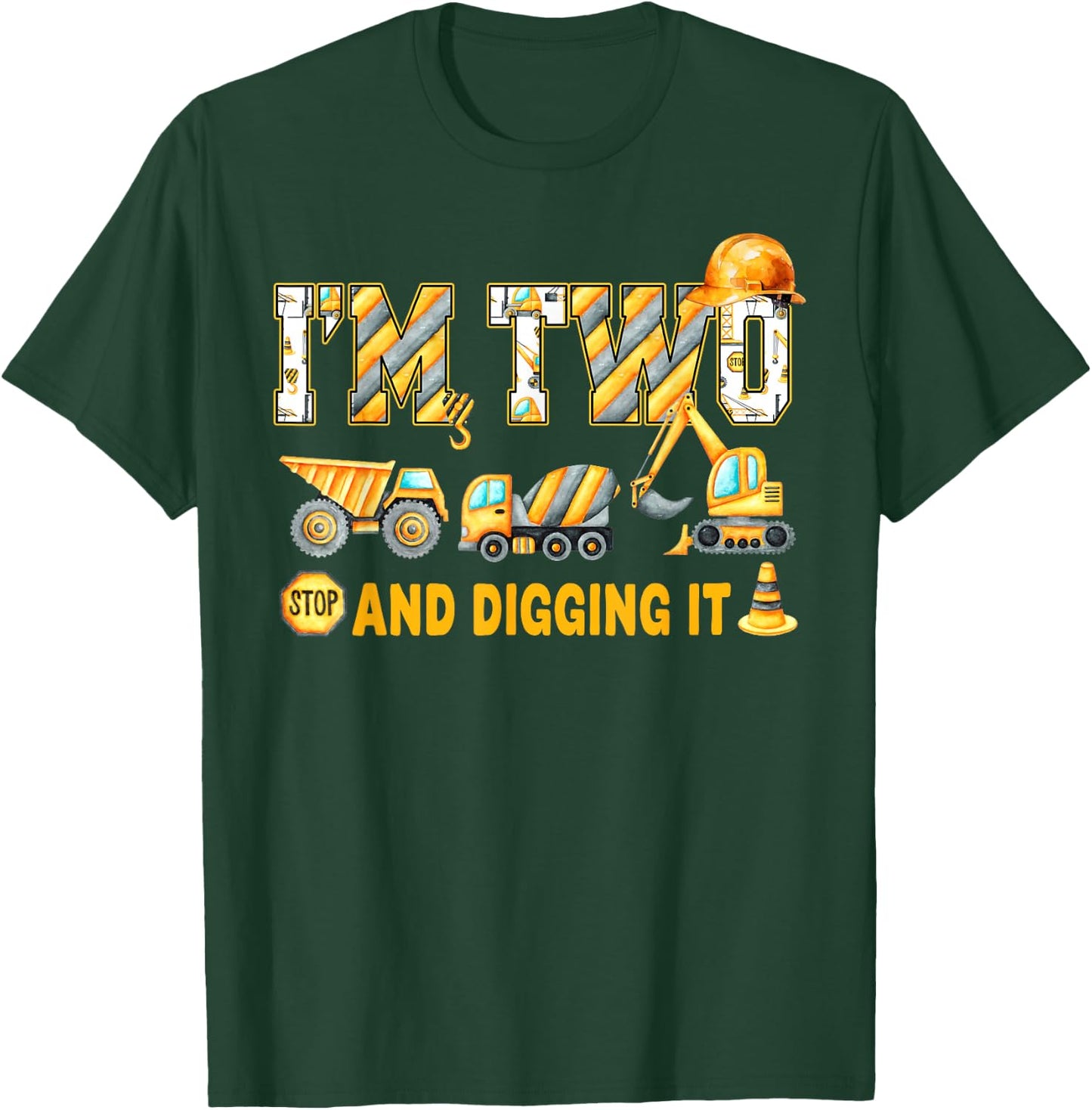 I'm 2 and Digging It Birthday Boy Construction 2 Years Old T-Shirt - T-Shirt | Forest