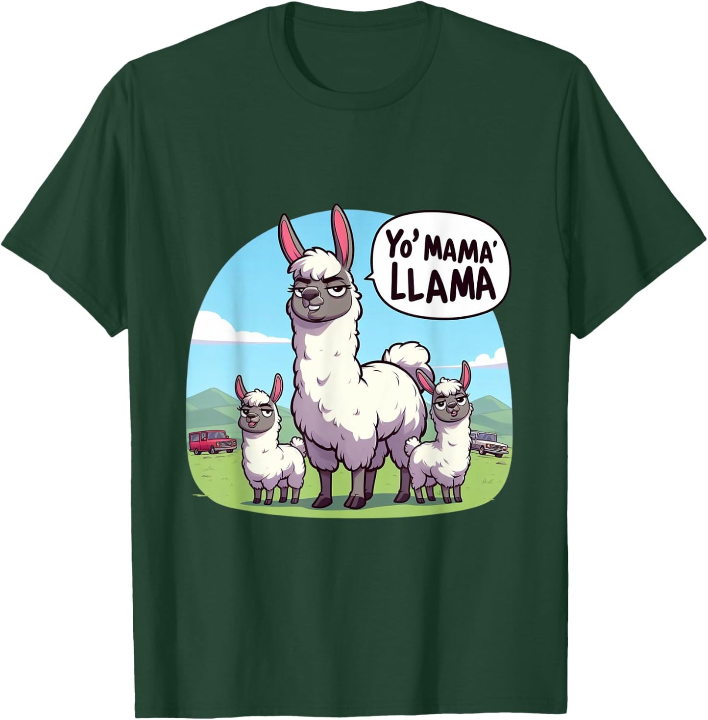 Yo Mama Llama Cartoon 80s 90s Yo Mama Joke T-Shirt - T-Shirt | Forest