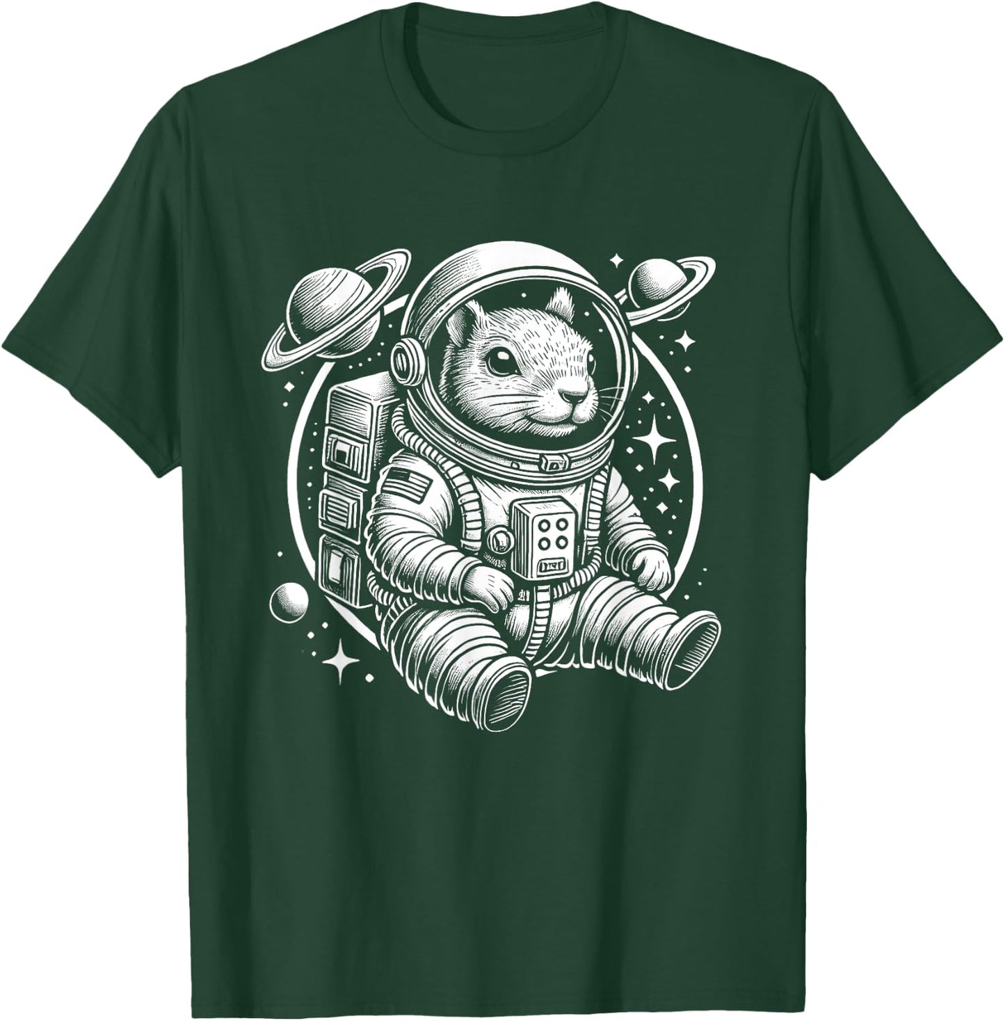Space Squirrel Astronaut Graphic - Cute Squirrel in Space T-Shirt - T-Shirt | Forest