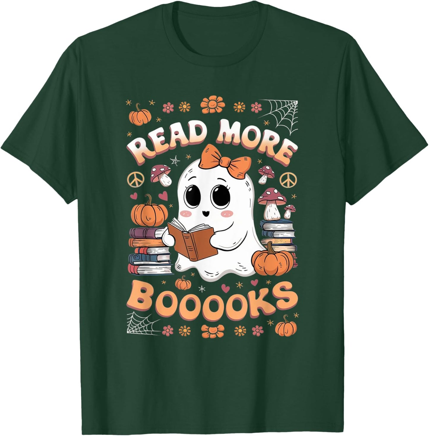 Read More Books Boo Ghost Halloween Reading Books Teacher T-Shirt - T-Shirt | Forest