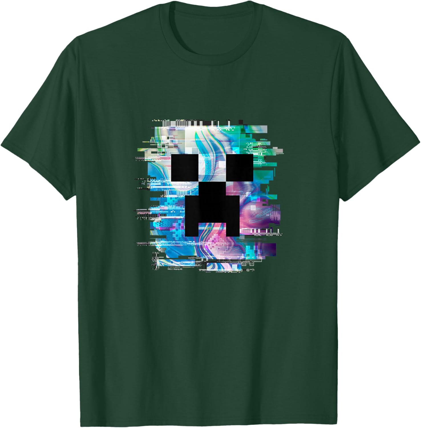 Minecraft Glitched Out Creeper Big Face Logo T-Shirt - T-Shirt | Forest