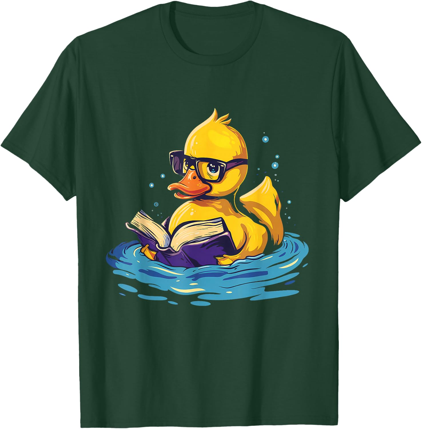 Rubber Duck Reading Book Swim Rubber Duckling Rubber Duckie T-Shirt - T-Shirt | Forest