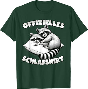 Official Sleepshirt Raccoon Pyjamas Sleep Funny , black T-Shirt - T-Shirt | Forest