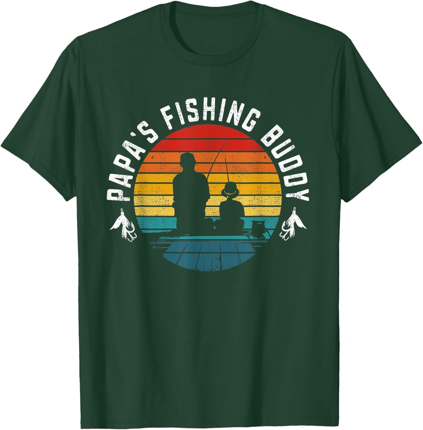 Funny Retro "Papa's Fishing Buddy" - Fishing T-Shirt - T-Shirt | Forest