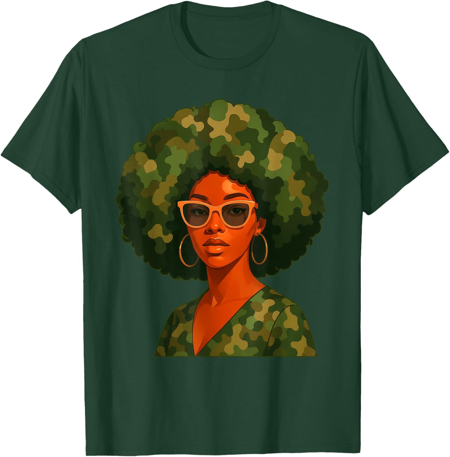 Black Woman Camo Camouflage Juneteenth Black Queen Women T-Shirt - T-Shirt | Forest