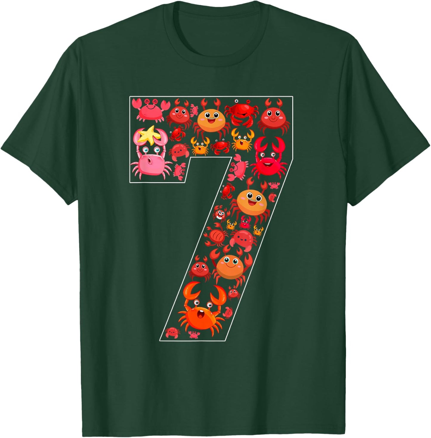7th Birthday Kids 7 Year Old Birthday Crab Lover Party T-Shirt - T-Shirt | Forest