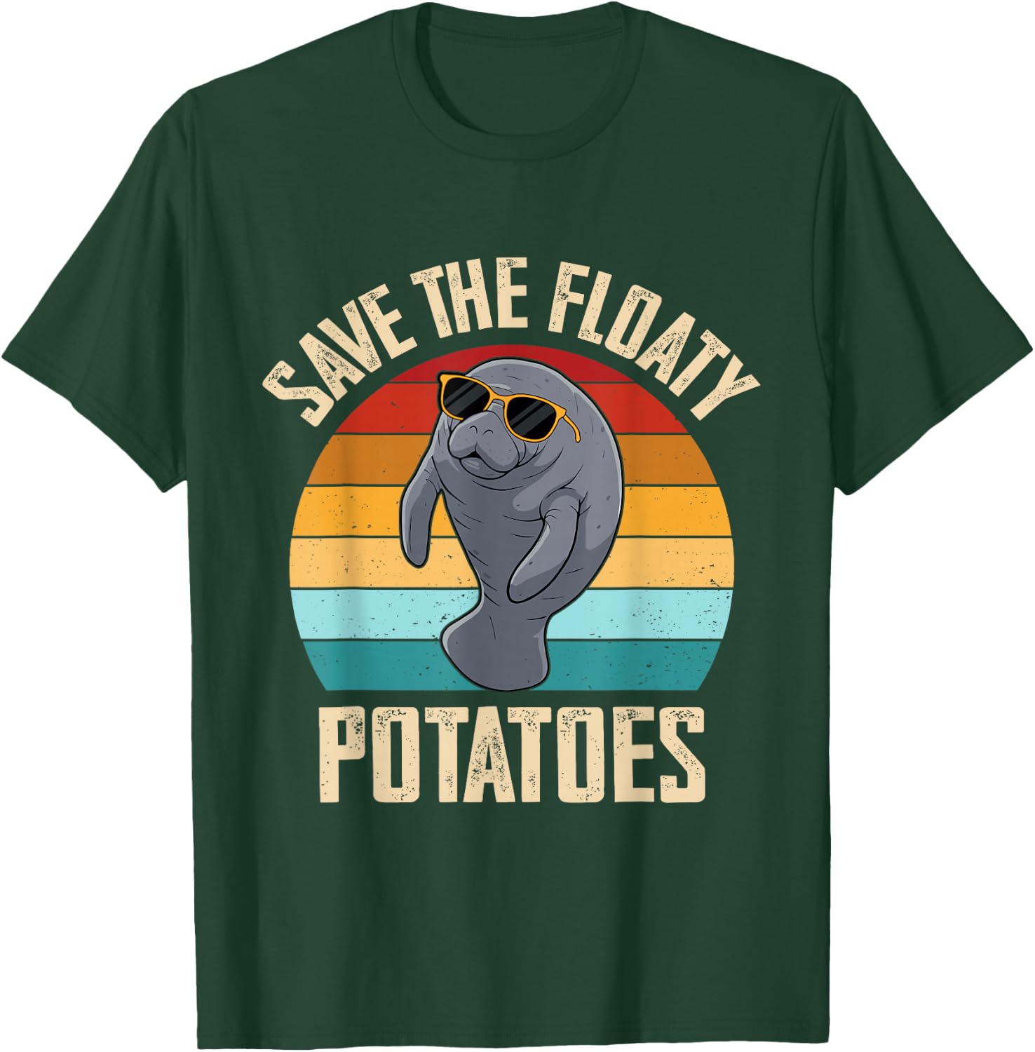 Manatee Save The Floaty Potatoes Sea Cow Funny Manatees T-Shirt - T-Shirt | Forest
