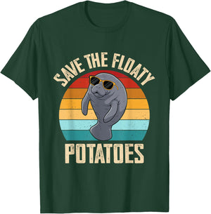 Manatee Save The Floaty Potatoes Sea Cow Funny Manatees T-Shirt - T-Shirt | Forest