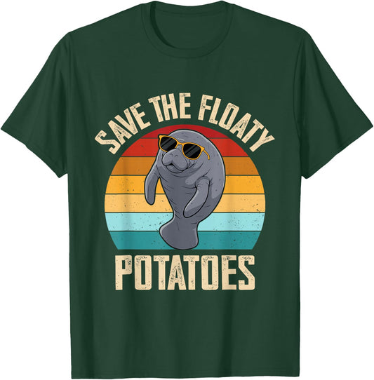 Manatee Save The Floaty Potatoes Sea Cow Funny Manatees T-Shirt - T-Shirt | Forest