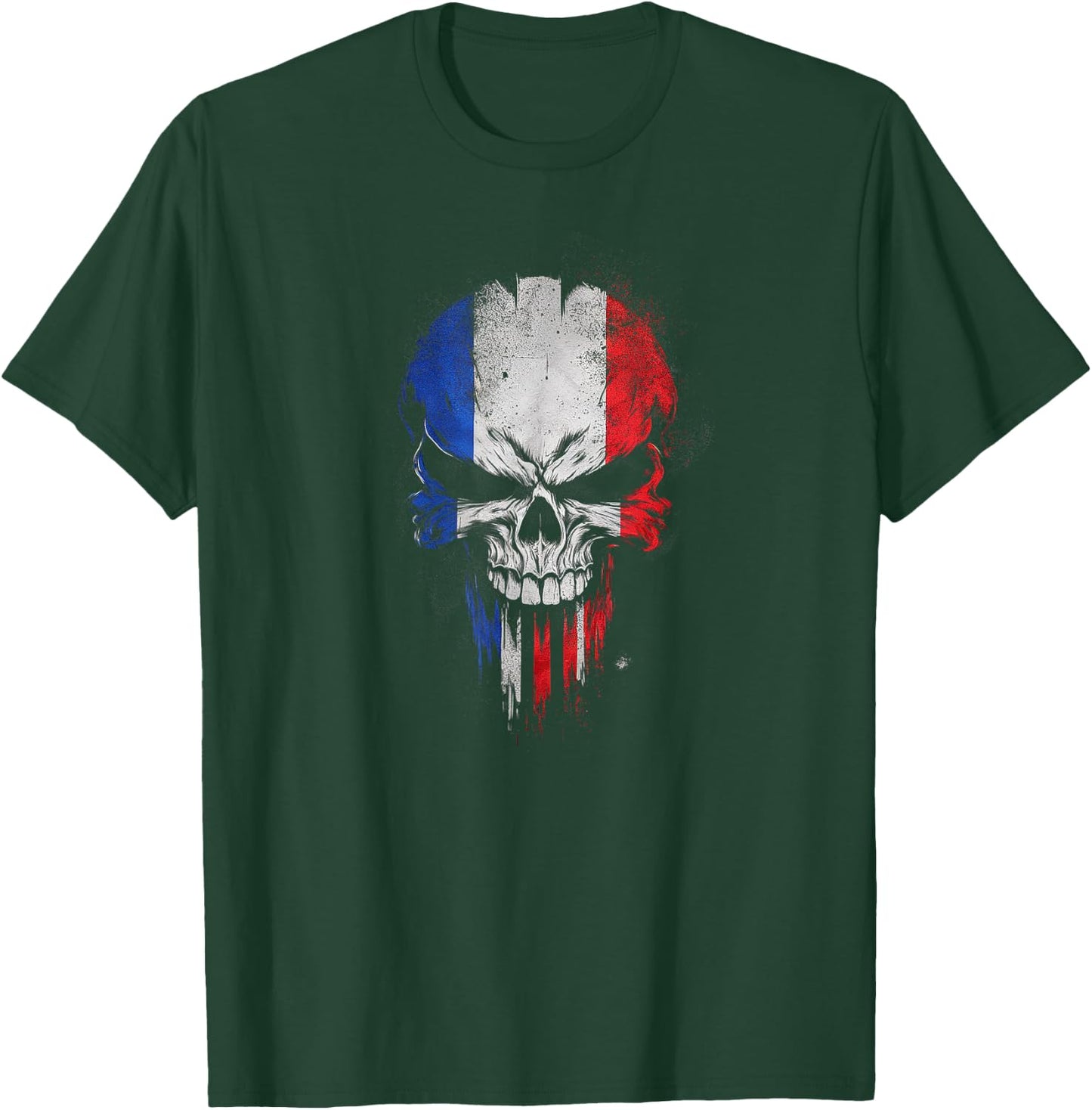 Flag France Skull Patriotic T-Shirt - T-Shirt | Forest