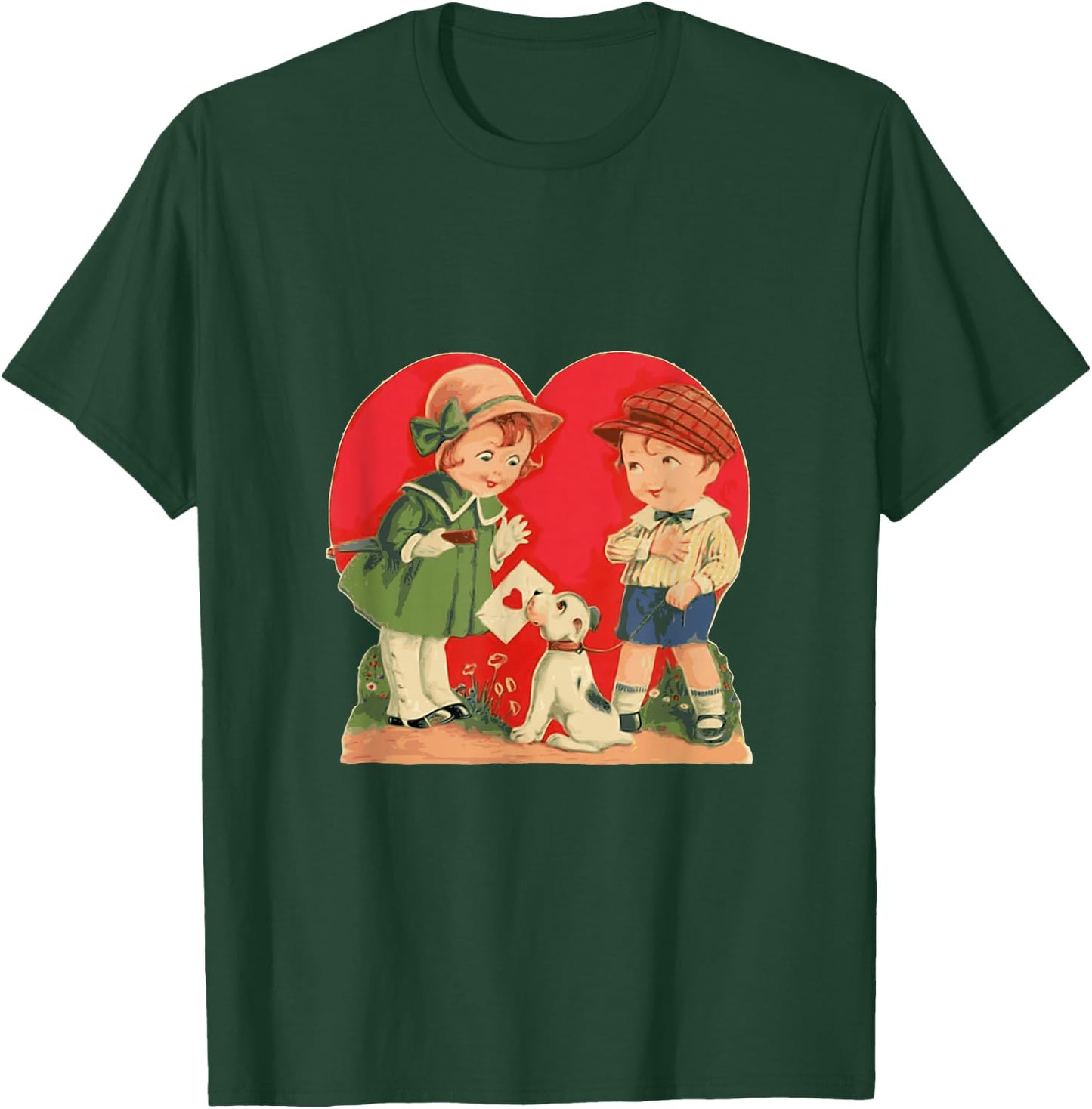 Red Heart vintage Valentine's Day Shirt Women Girls Top T-Shirt - T-Shirt | Forest