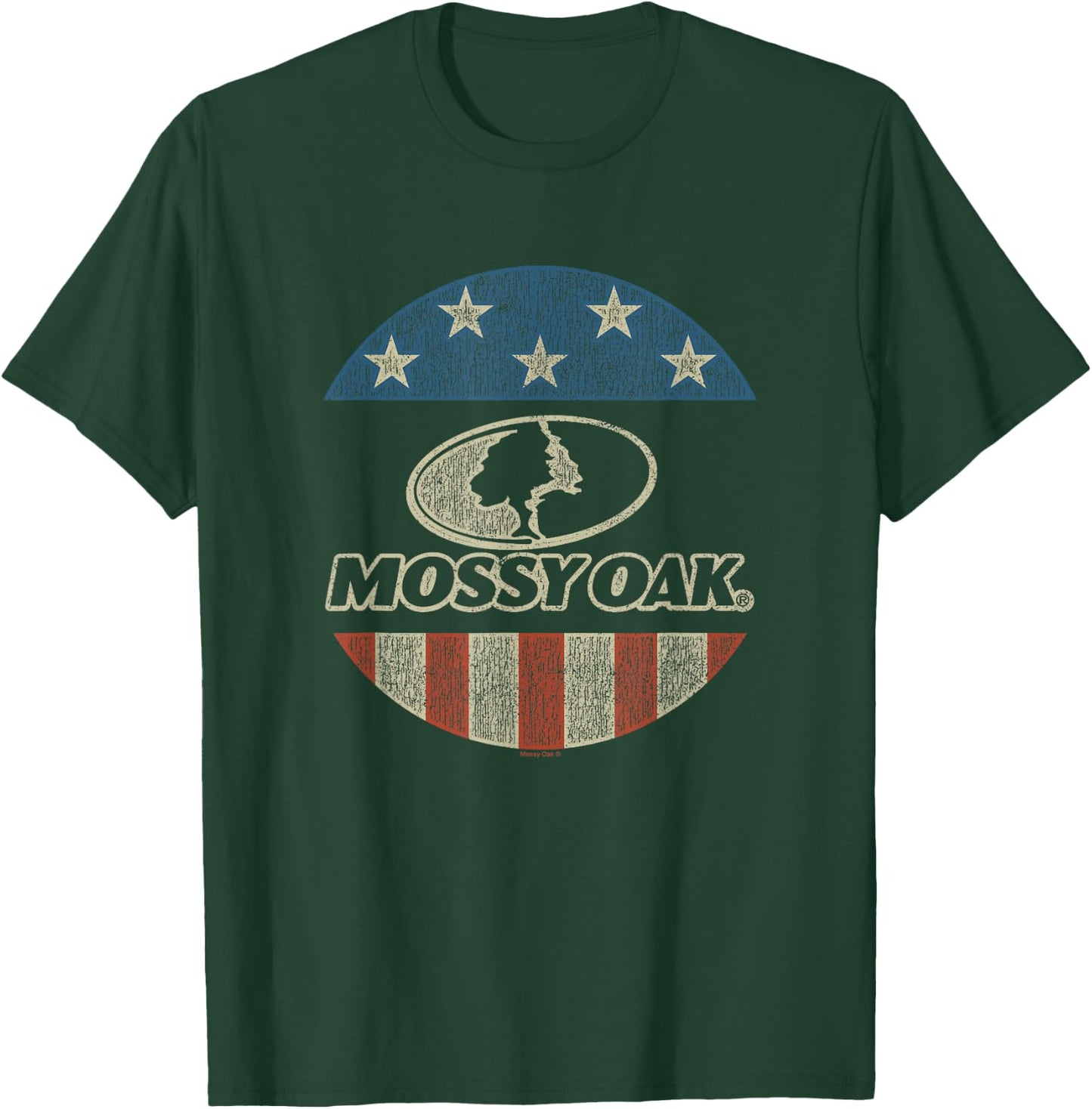 Mossy Oak 4th of July American Flag Distressed Circle Logo T-Shirt - T-Shirt | Forest