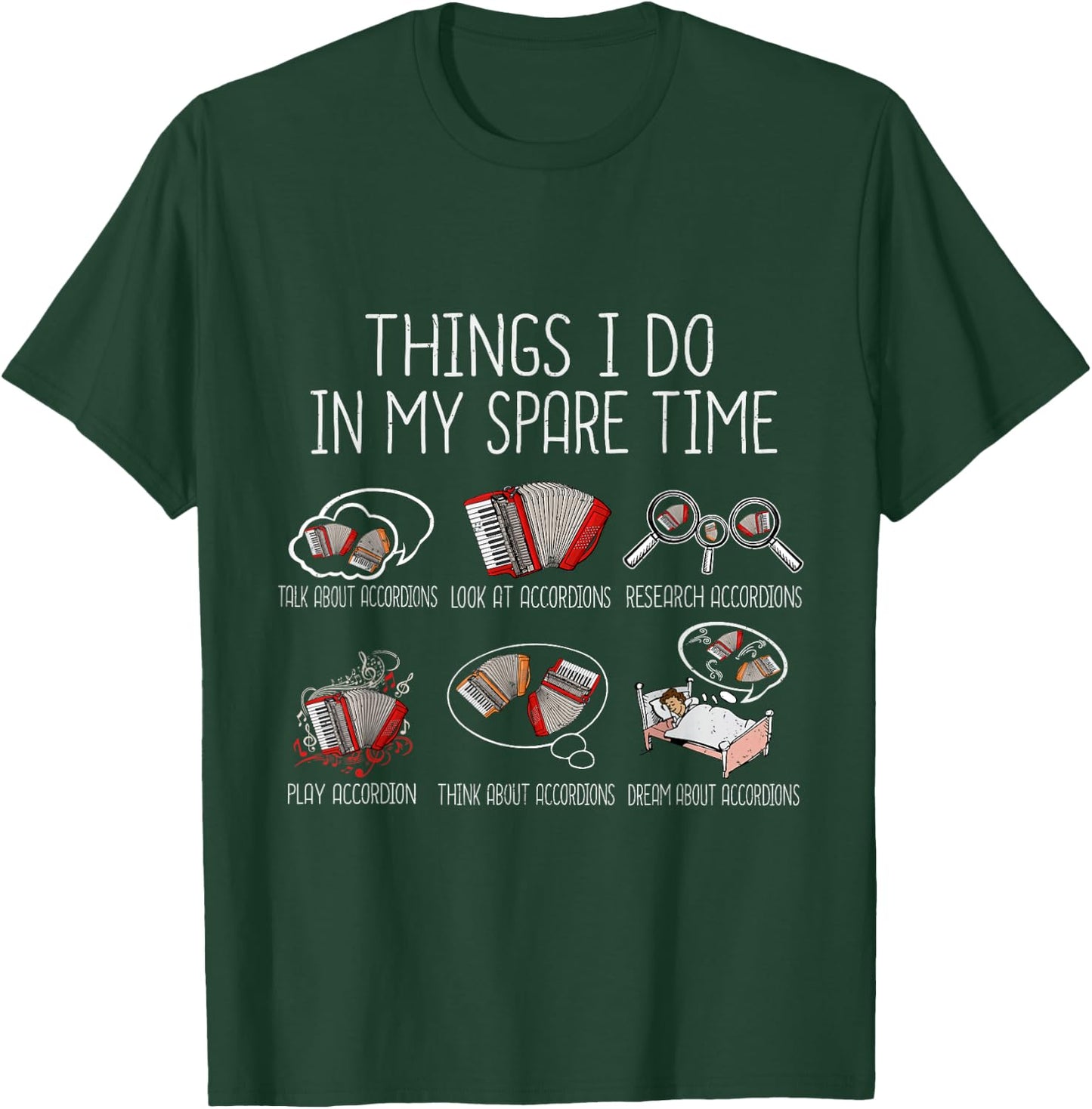 Accordion Player Men Folk Music Lover Accordion T-Shirt - T-Shirt | Forest