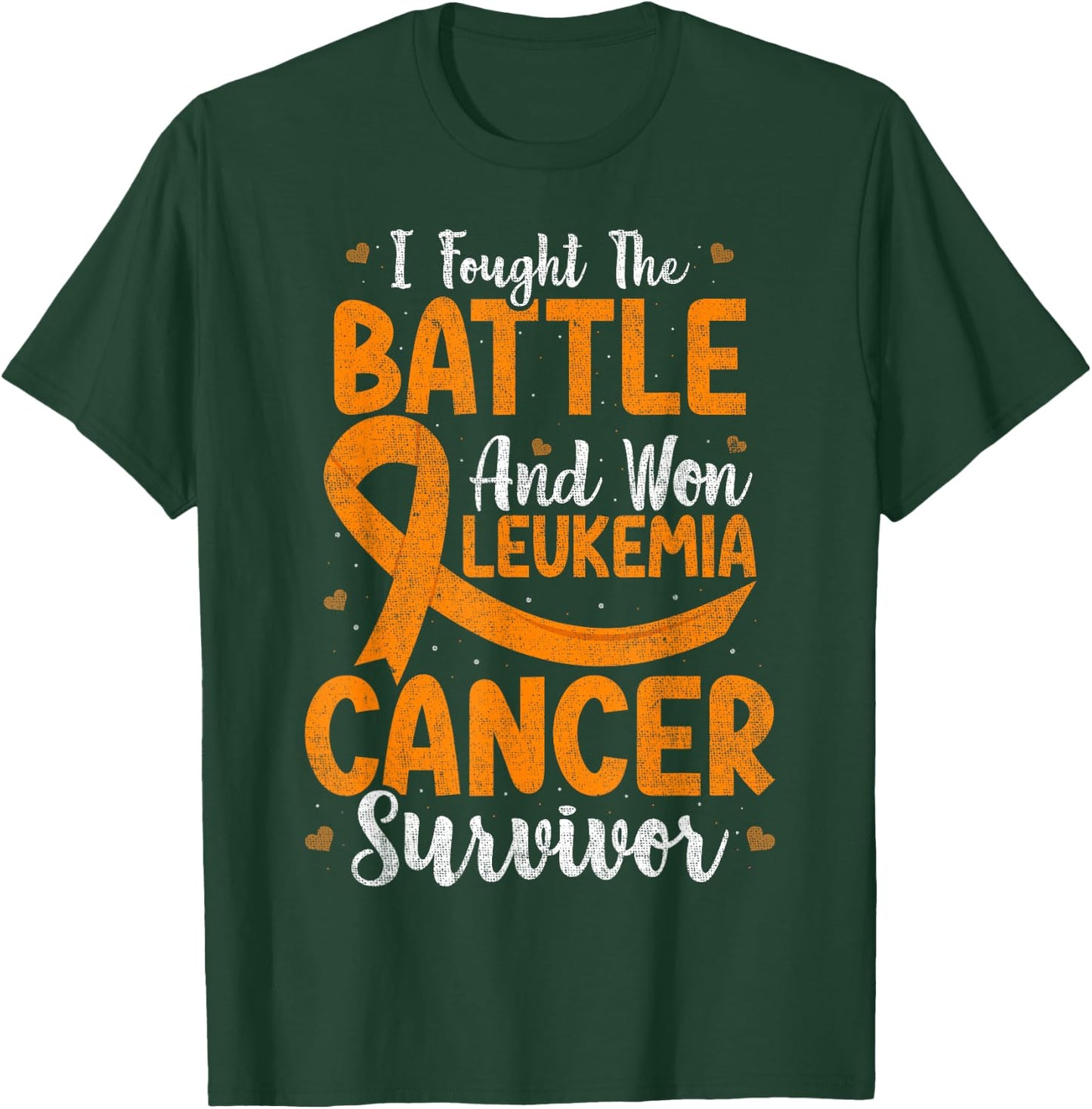 I Fought The Battle And Won Leukemia Cancer Survivor Ribbon T-Shirt - T-Shirt | Forest