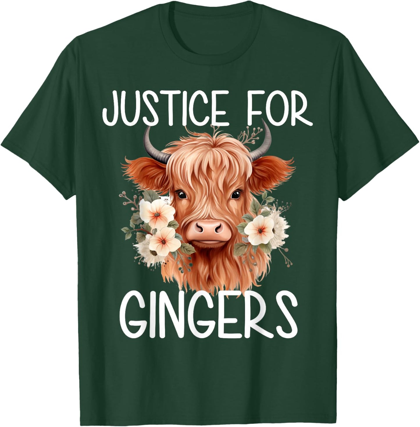 Justice For Gingers Highland Cow Flower Ginger Redhead T-Shirt - T-Shirt | Forest