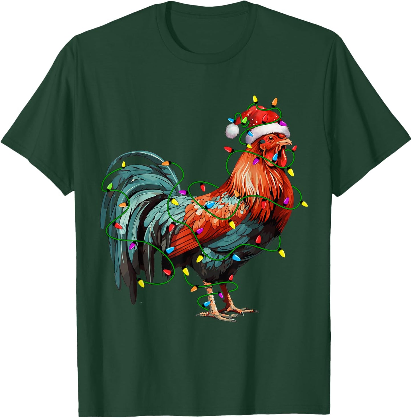 Chicken Santa Christmas Tree Lighting Xmas Funny T-Shirt - T-Shirt | Forest