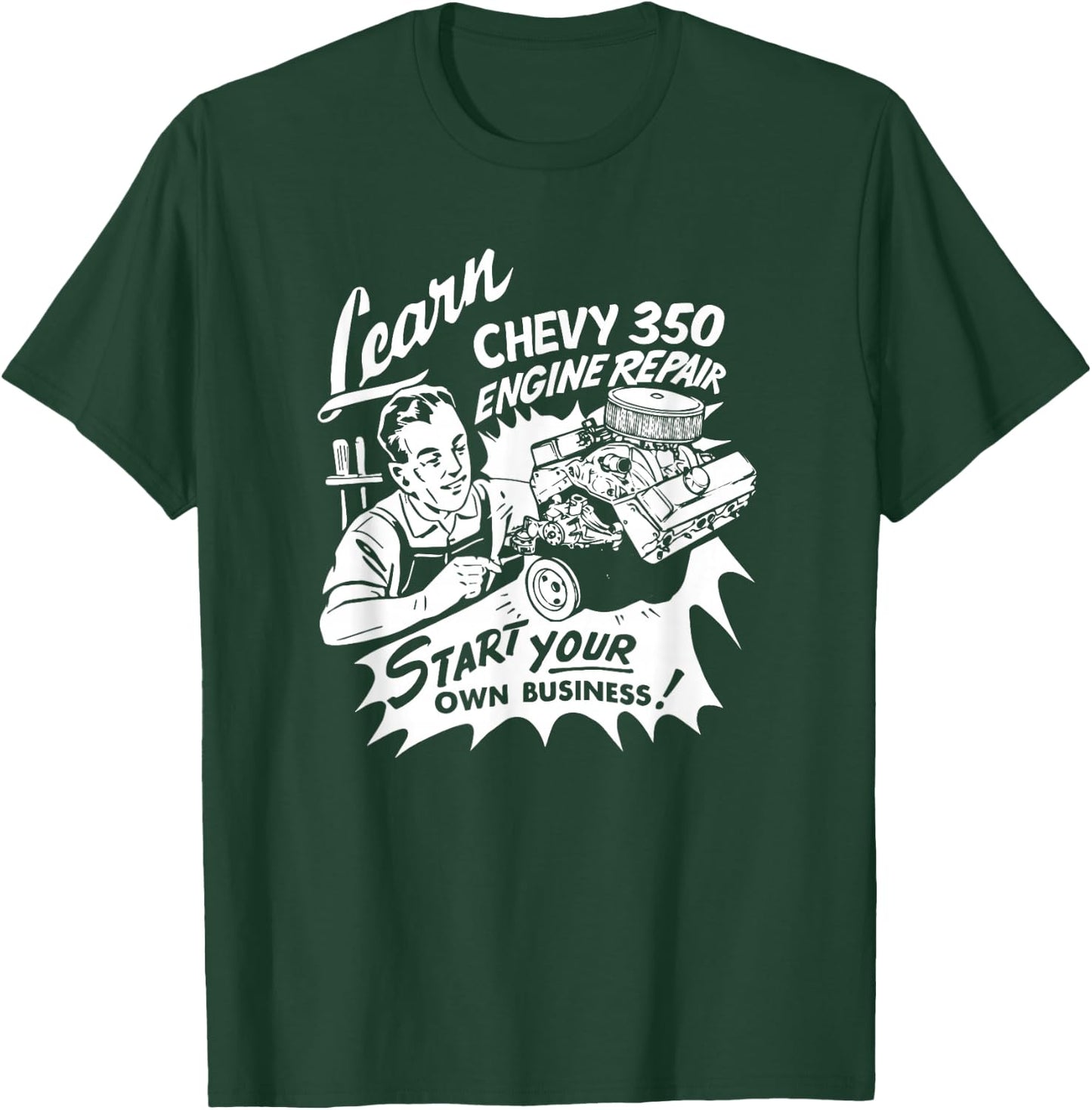 The Dirty Floor Mat Design Co -Adults Retro Car Engine Repair , Black, Small T-Shirt - T-Shirt | Forest