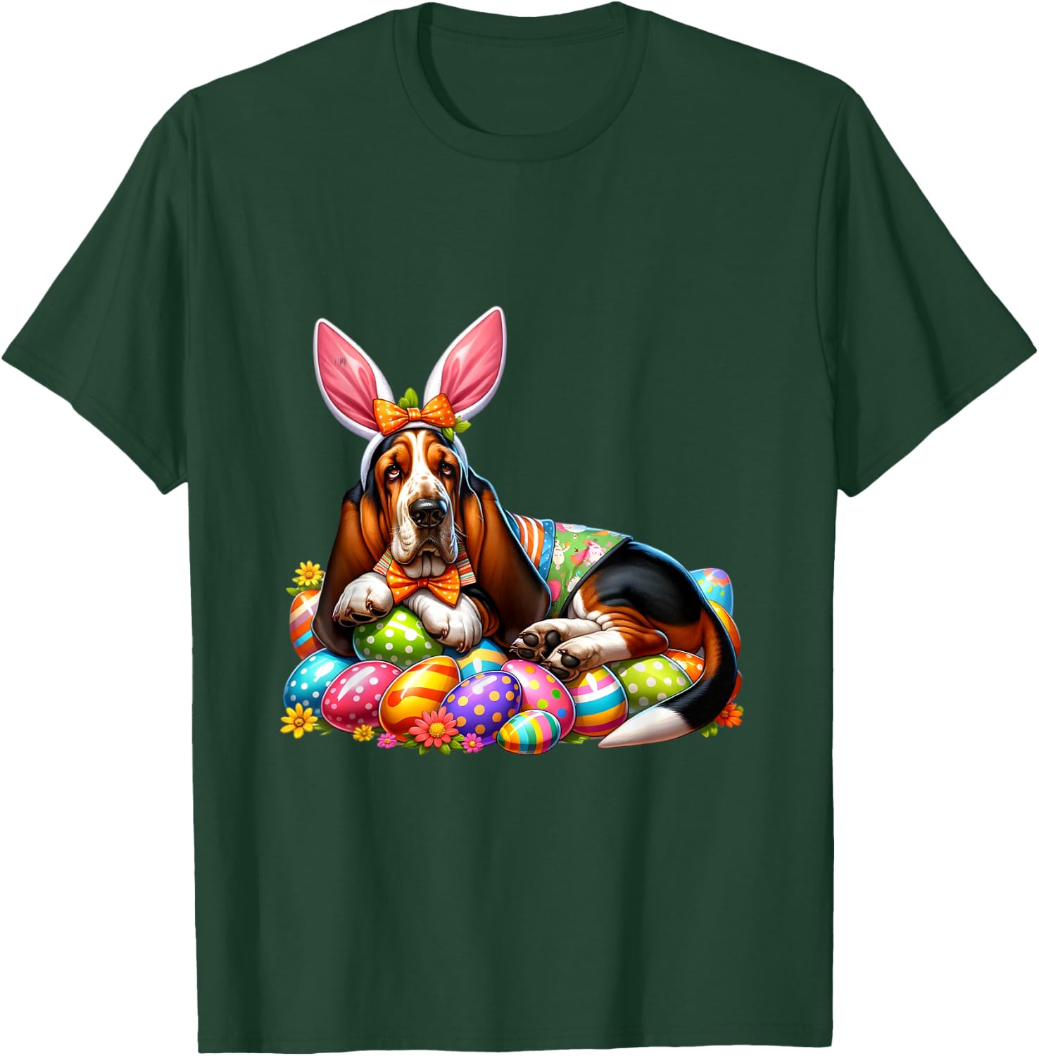 Funny Easter Day Basset Hound Bunny Costume T-Shirt - T-Shirt | Forest