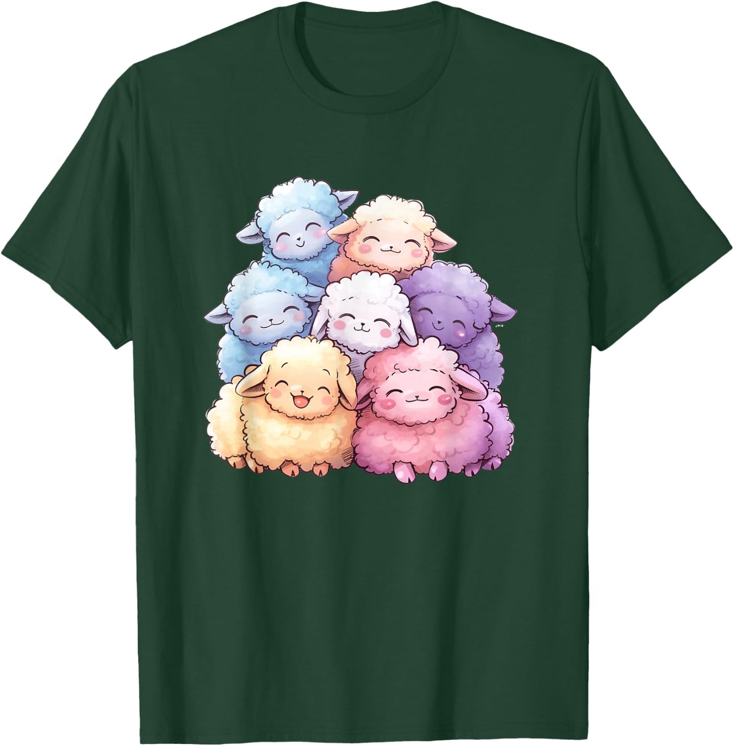 Kawaii Anime Pastel Sheep Farm Kids T-Shirt - T-Shirt | Forest