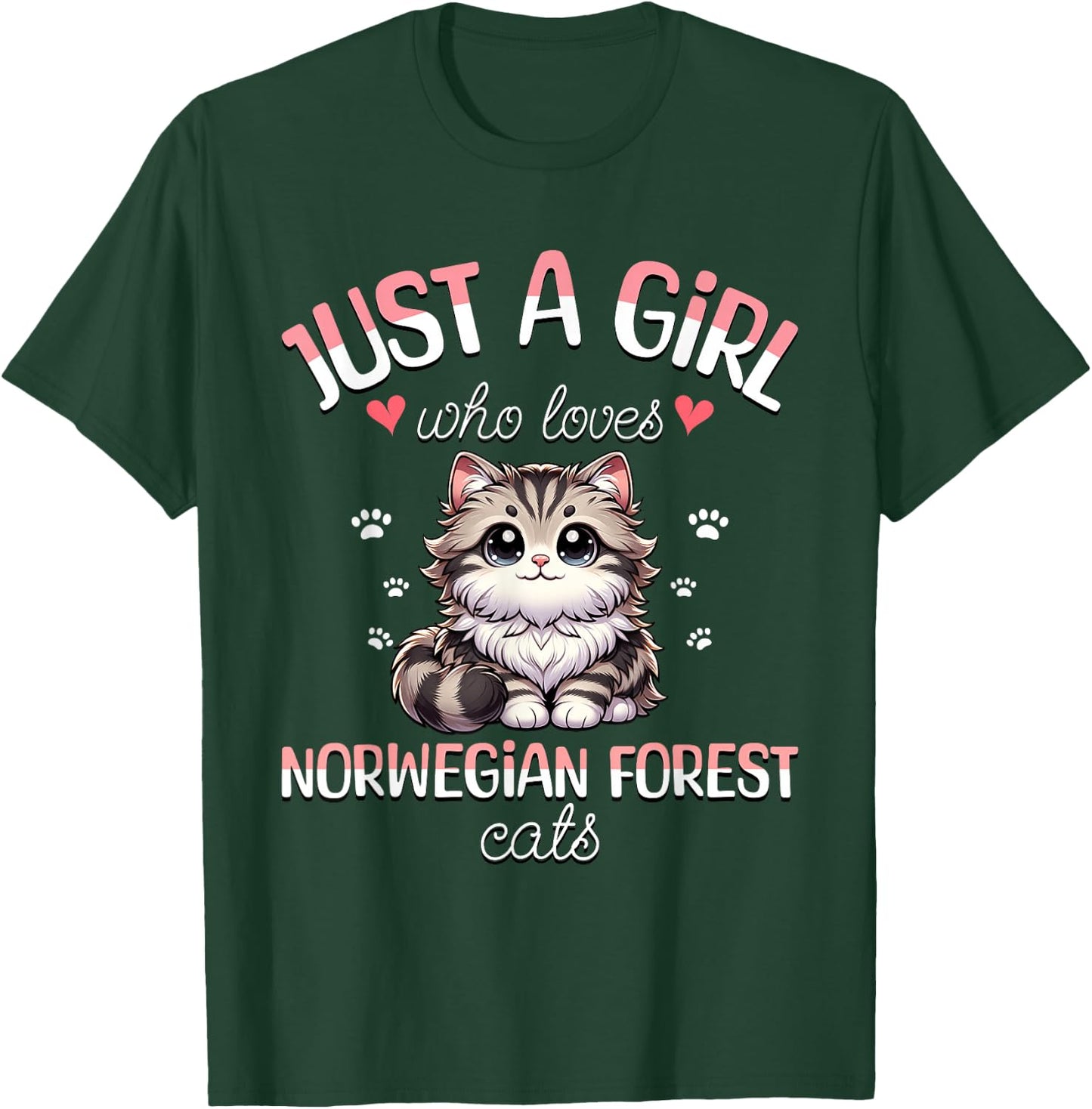 Girl Who Loves Norwegian Cats Loves Norwegian Cat , Black, S T-Shirt - T-Shirt | Forest