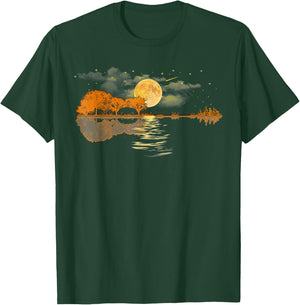 Guitar Lake Reflections Love Musician Acoustic Guitar T-Shirt - T-Shirt | Forest