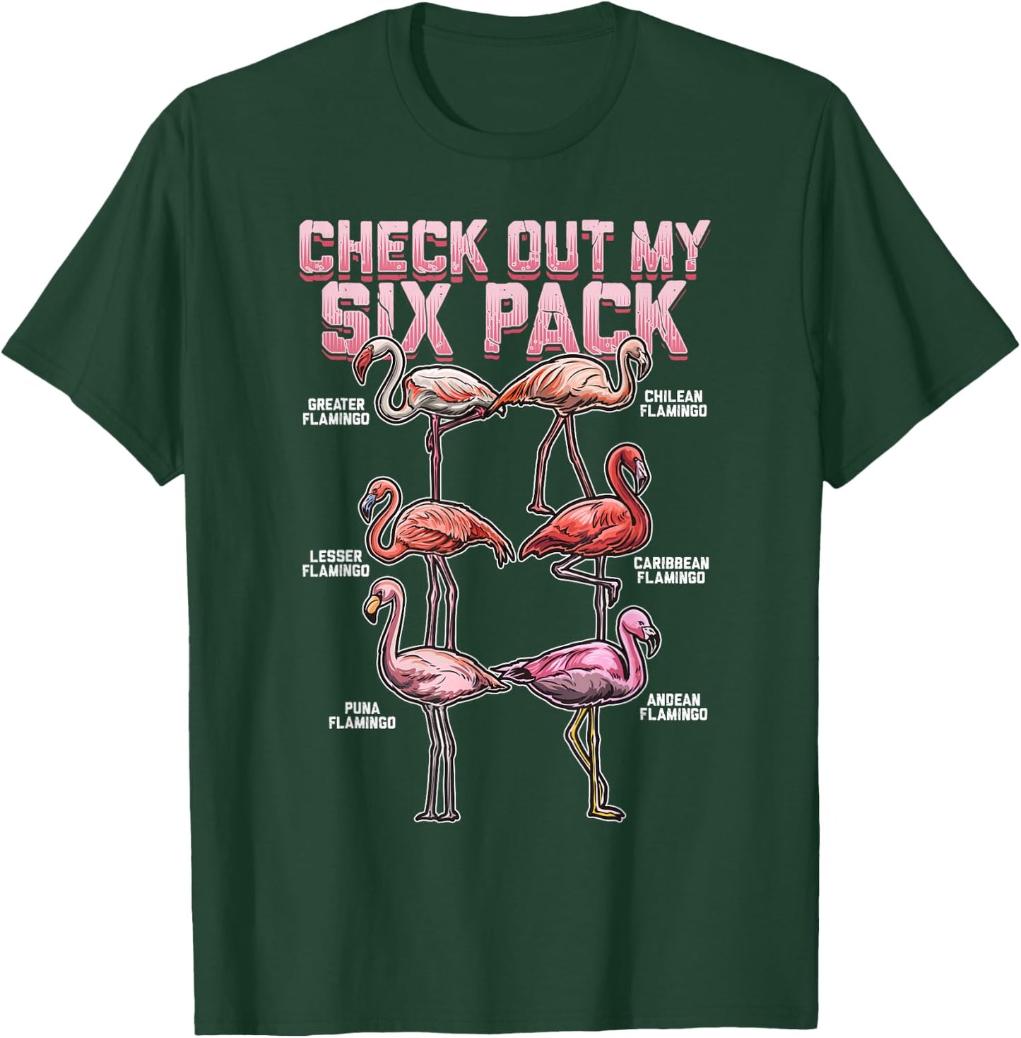 Flamingo Shirt Men Women Boys Girls Check Out My Six Pack T-Shirt - T-Shirt | Forest