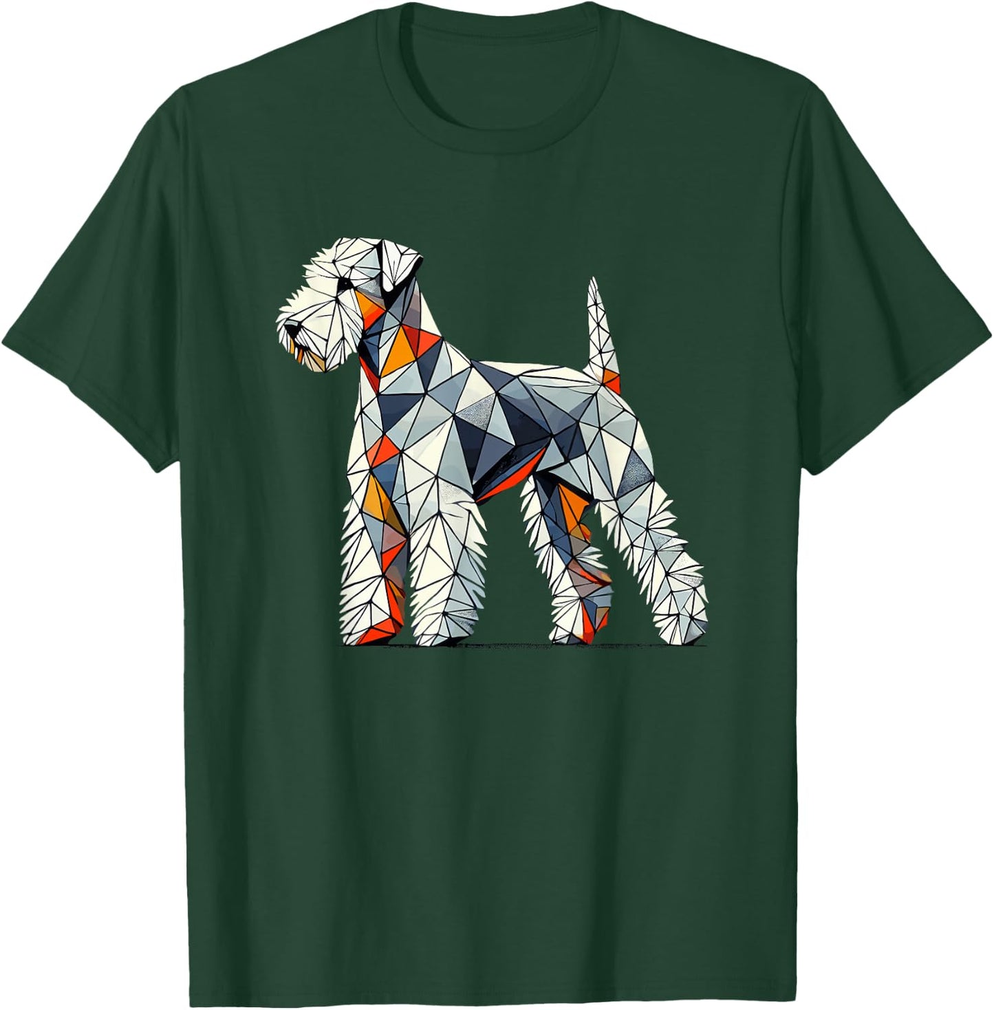 Geometric Art Bedlington Terrier Rothbury Terrier T-Shirt - T-Shirt | Forest