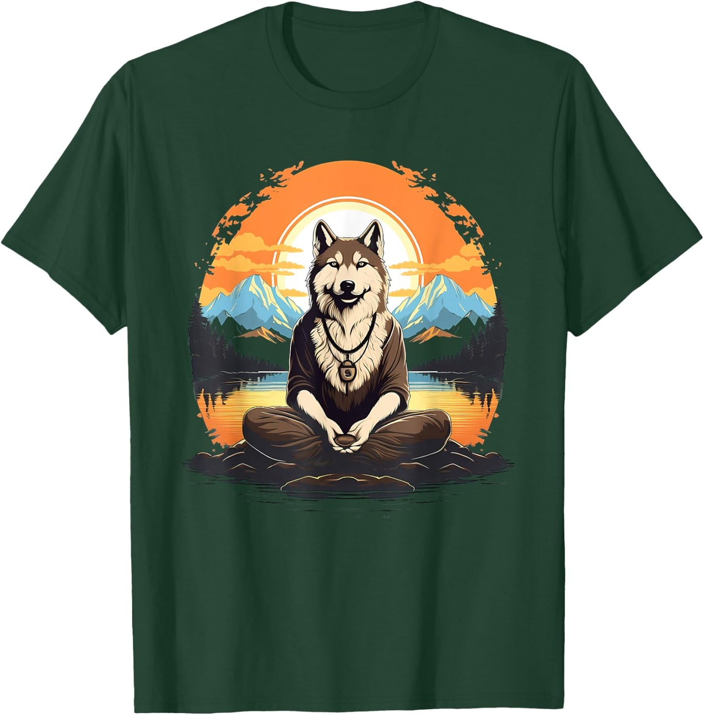 Husky Dog Meditation Yoga Women Kids T-Shirt - T-Shirt | Forest
