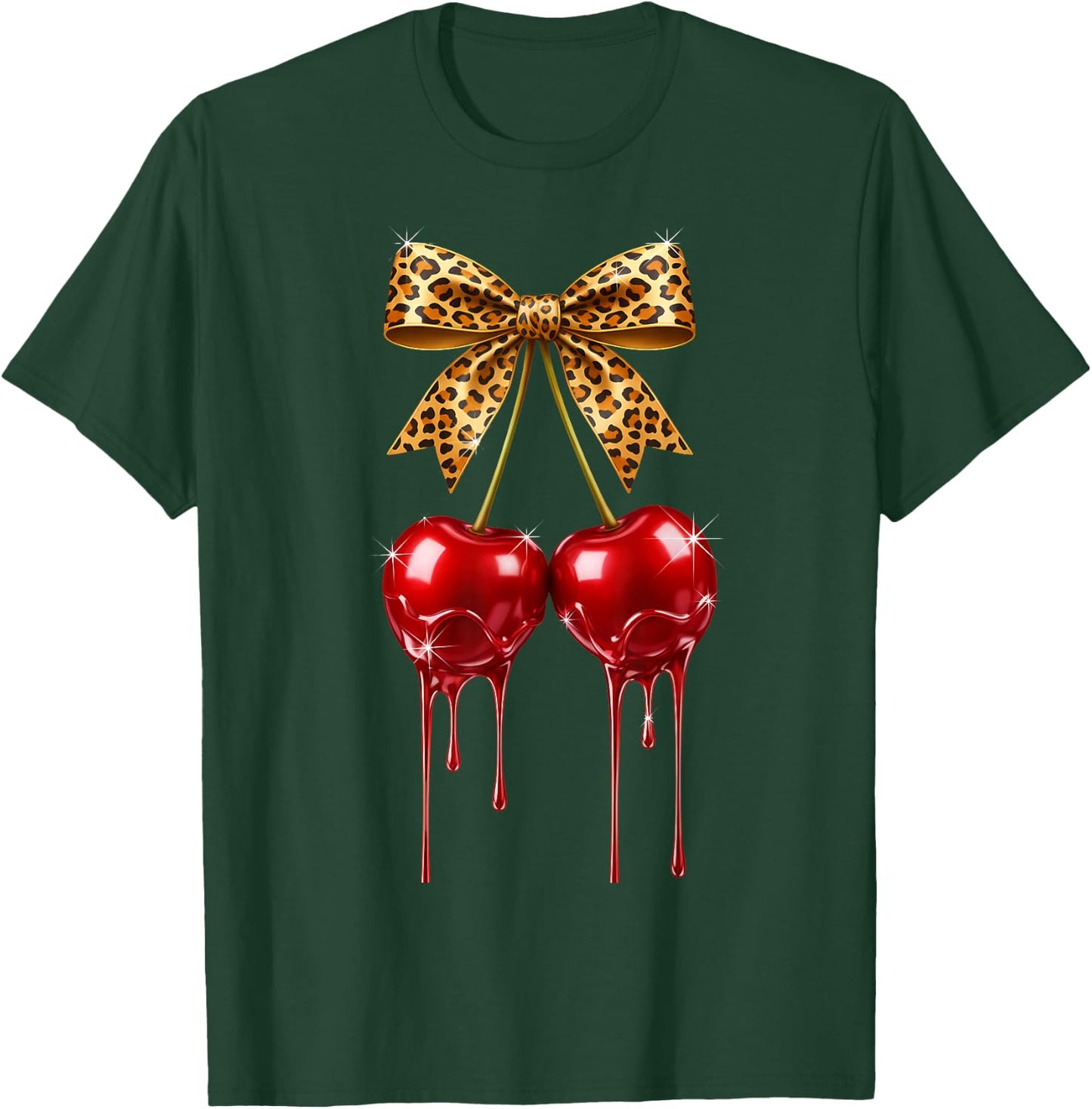 Cherry Bow Coquette Red Cherries T-Shirt - T-Shirt | Forest