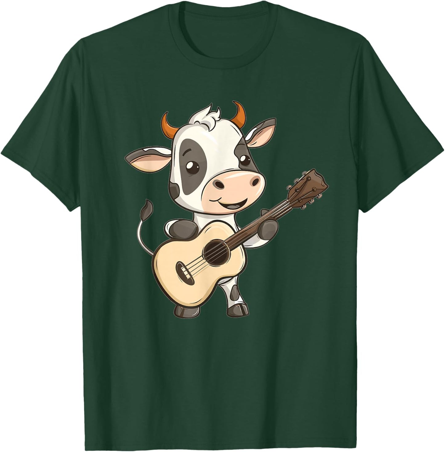 Cute Guitar Cow I Kids Cow T-Shirt - T-Shirt | Forest