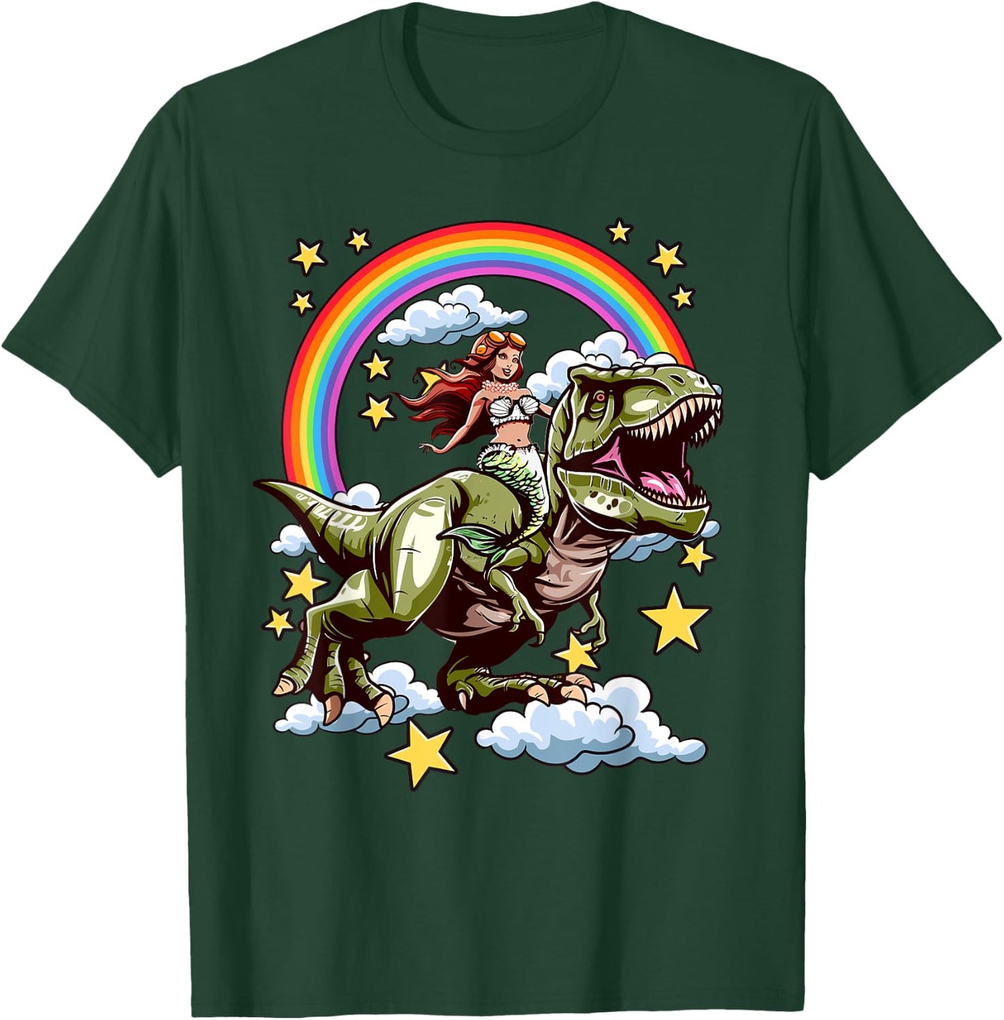 Sirène chevauche un dinosaure T-Shirt - T-Shirt | Forest
