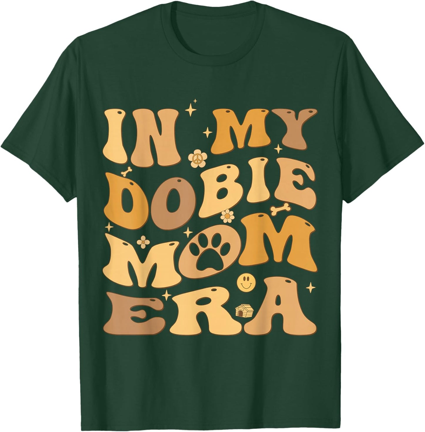 In My Dobie Mom Era Groovy Doberman Pinscher Dog Owner T-Shirt - T-Shirt | Forest