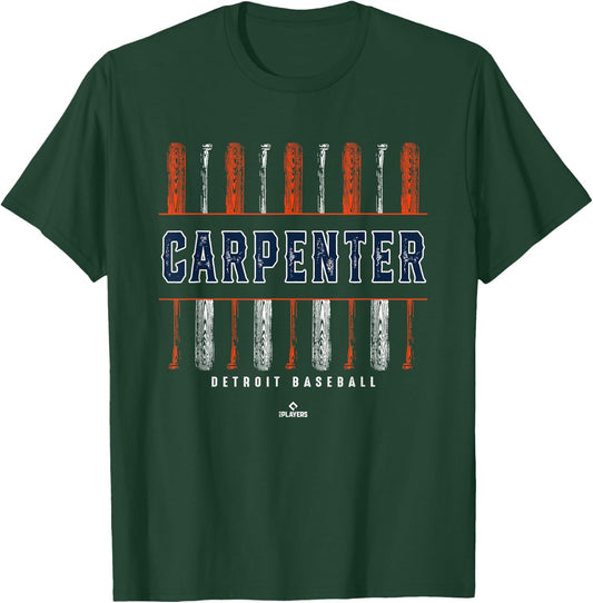Vintage Baseball Bat Gameday Kerry Carpenter Detroit MLBPA T-Shirt - T-Shirt | Forest