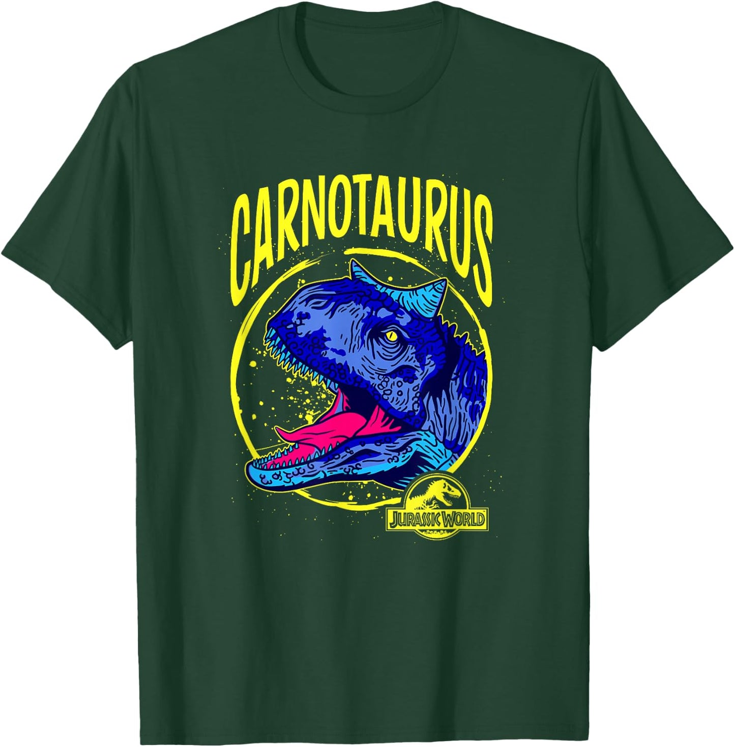 Jurassic World: Fallen Kingdom Carnotaurus Colour Retro Logo T-Shirt - T-Shirt | Forest