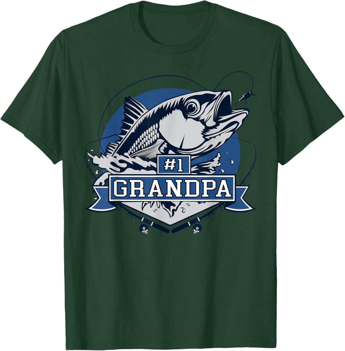 Number One Grandpa Blue Fish Caught T-Shirt - T-Shirt | Forest