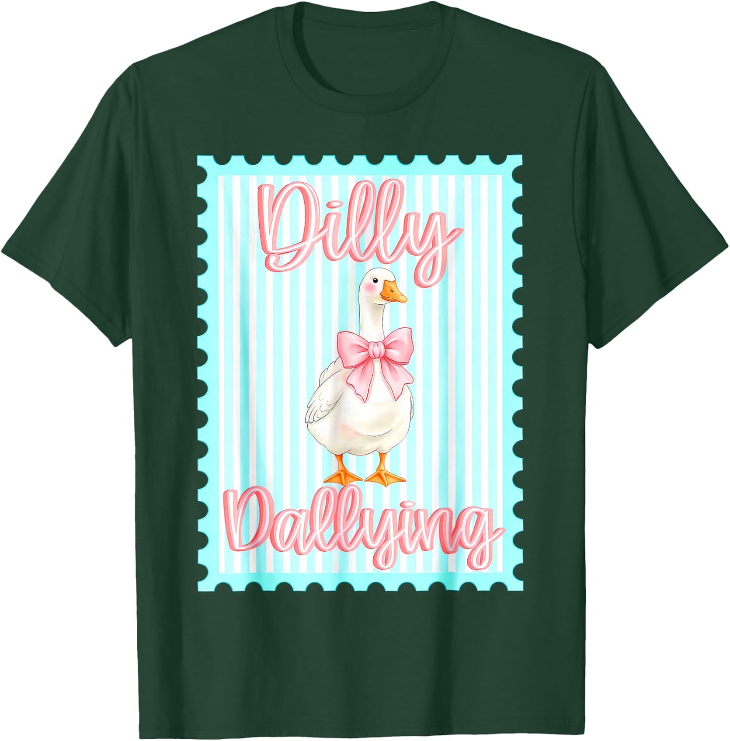 Dilly Dally Goose, Coquette Bow Goose T-Shirt - T-Shirt | Forest