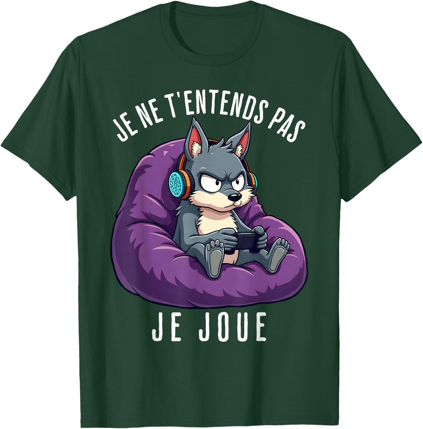 Funny Wolf Gamer Funny Man Boy , Black, S T-Shirt - T-Shirt | Forest