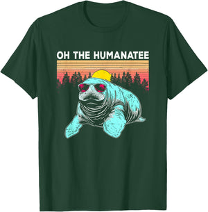 Oh The Hu-Manatee - Funny Vintage Manatee Pun Sea Cow Lover T-Shirt - T-Shirt | Forest