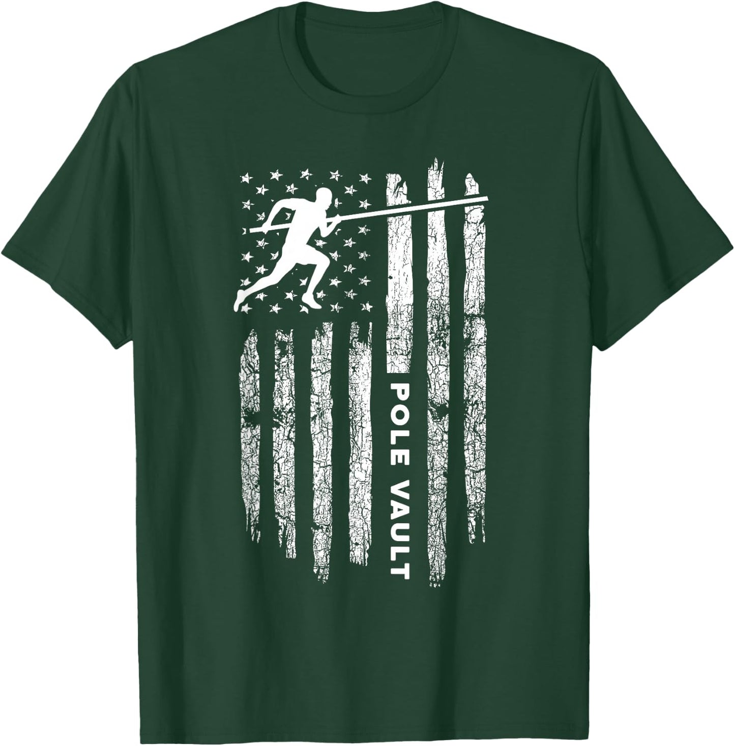 American Flag Pole Vault Apparel - Vintage Pole Vault T-Shirt - T-Shirt | Forest