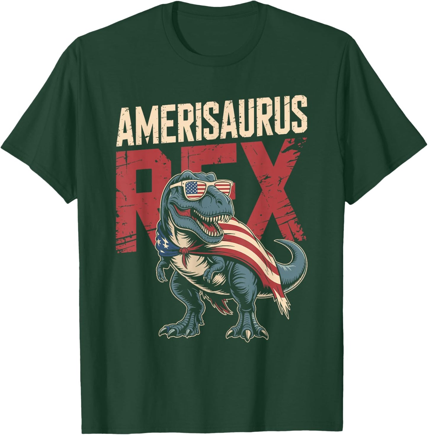 Funny 4th of July Dinosaur Amerisaurus Rex Boys Kids Youth T-Shirt - T-Shirt | Forest