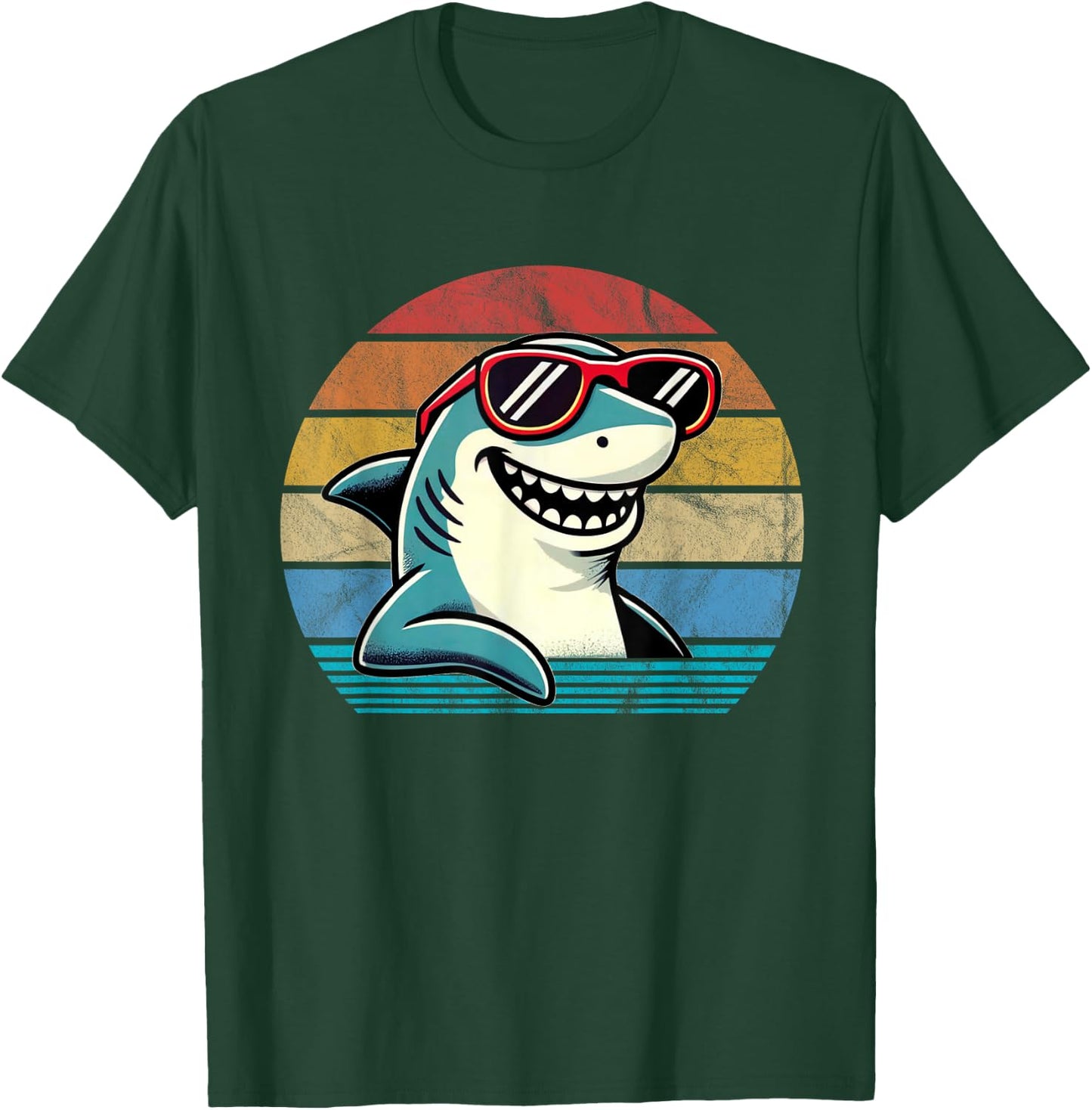 Cool Retro Shark in Sunglasses 70s 80s 90s Funny Shark T-Shirt - T-Shirt | Forest